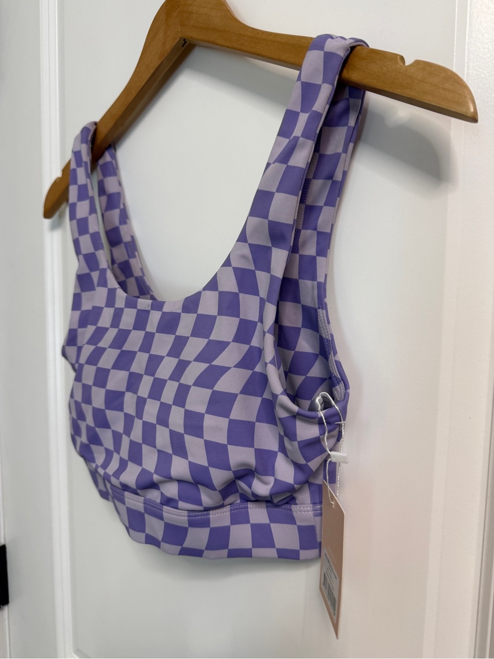 Wilo the Label Lilac Checked Scoop Sports Bra NWT - Picture 2 of 6